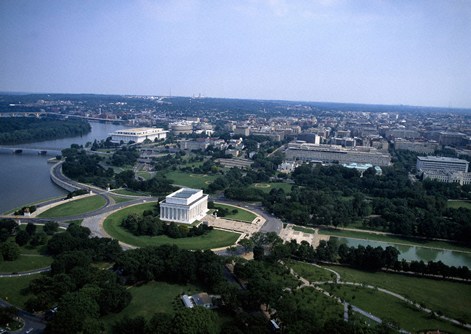 Birds eye view of Lincoln Memorial, D.C.